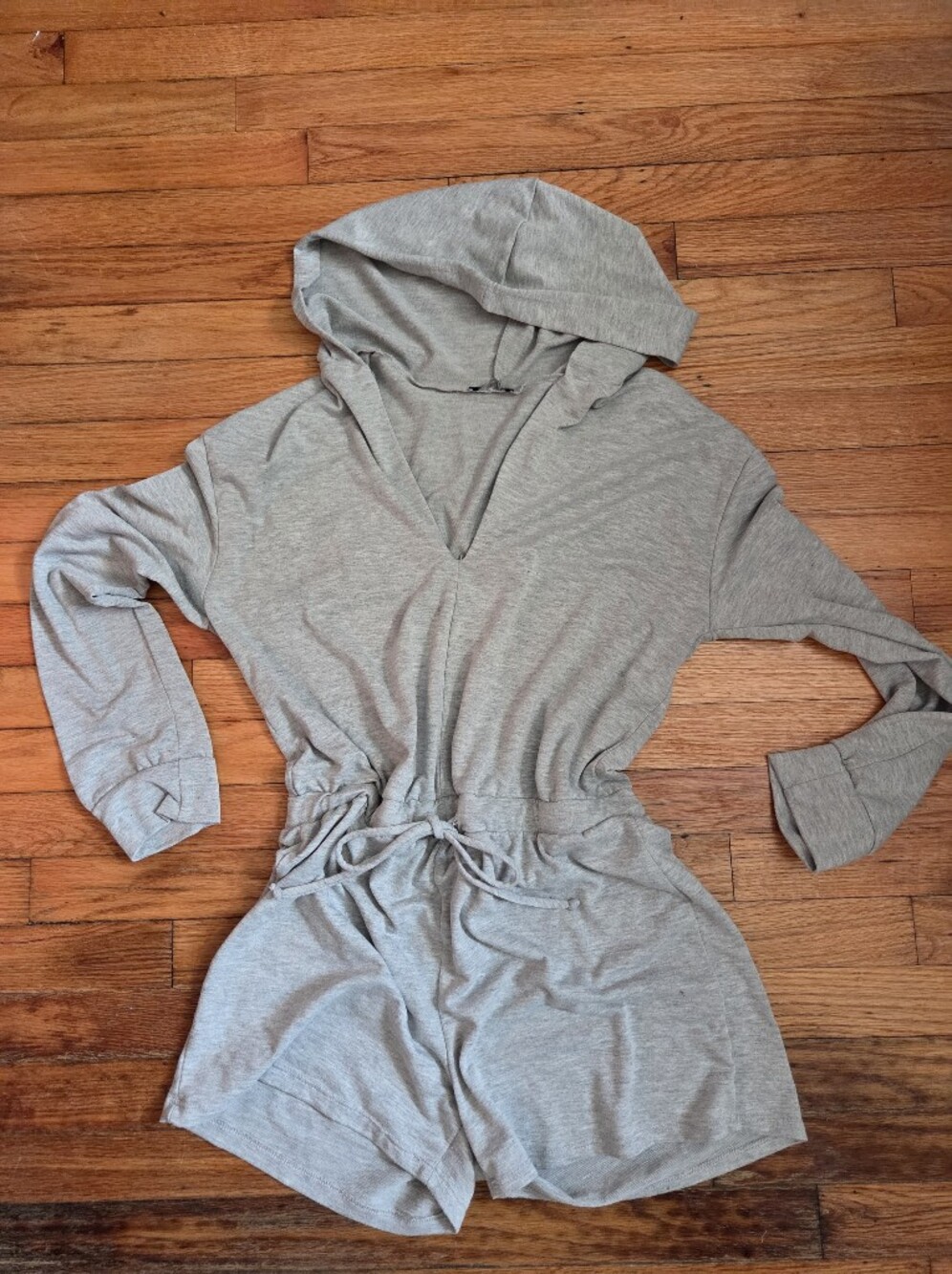 Fashion Nova Heather Gray Drawstring Romper